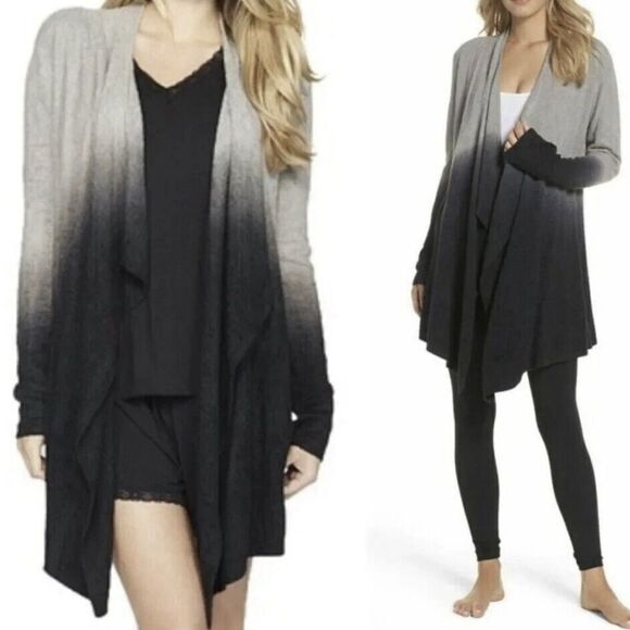 Barefoot Dreams Bamboo Chic Lite Ombre Open Front Cardigan Gray Taupe Size 2X - Picture 1 of 7